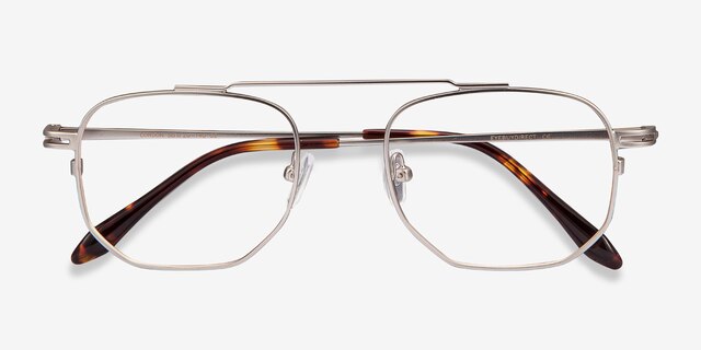 Cordon Matte Silver MetalEyeglass Frames from EyeBuyDirect, Closed View