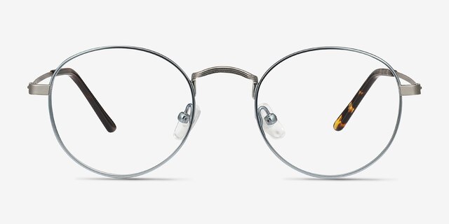 Cupertino Frost Blue MetalEyeglass Frames from EyeBuyDirect, Front View
