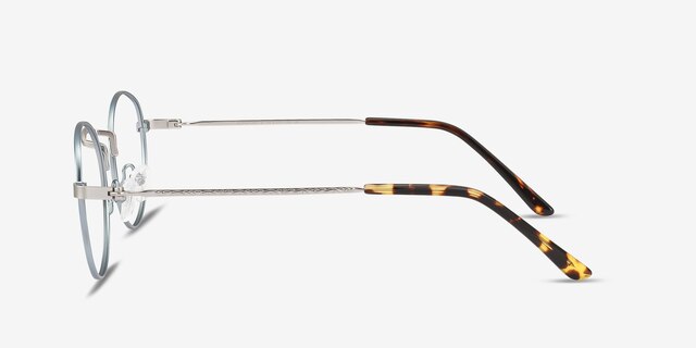 Cupertino Frost Blue MetalEyeglass Frames from EyeBuyDirect, Side View