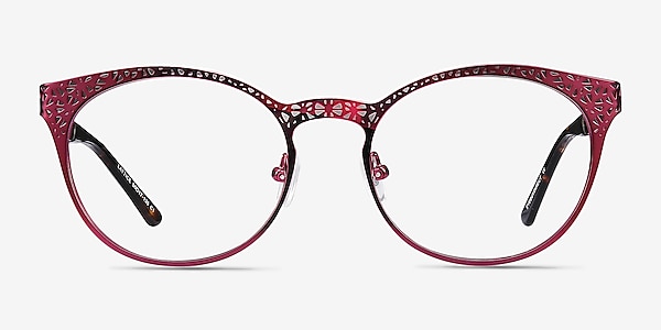 Lattice Red Purple Metal Eyeglass Frames