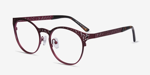 Lattice Red Purple MetalEyeglass Frames from EyeBuyDirect, Angle View
