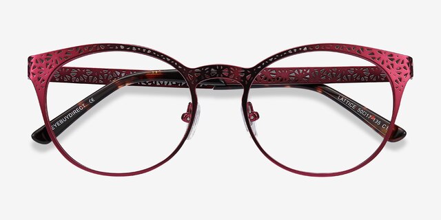 Lattice Red Purple MetalEyeglass Frames from EyeBuyDirect, Closed View