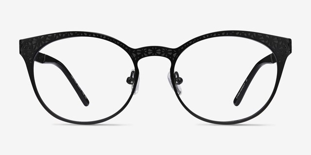 Lattice Black MetalEyeglass Frames from EyeBuyDirect, Front View