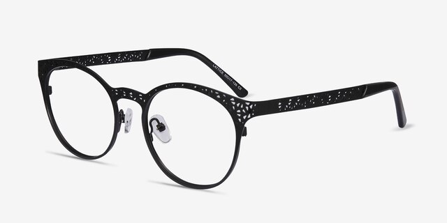 Lattice Black MetalEyeglass Frames from EyeBuyDirect, Angle View