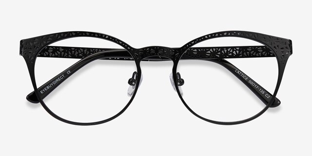 Lattice Black MetalEyeglass Frames from EyeBuyDirect, Closed View