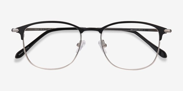 Cella Black MetalEyeglass Frames from EyeBuyDirect, Closed View