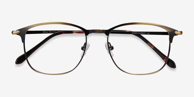 Cella Bronze MetalEyeglass Frames from EyeBuyDirect, Closed View
