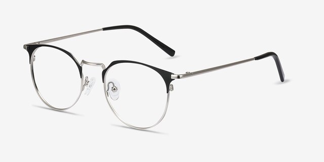 Veronica Black Silver MetalEyeglass Frames from EyeBuyDirect, Angle View