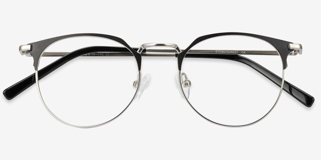 Veronica Black Silver MetalEyeglass Frames from EyeBuyDirect, Closed View