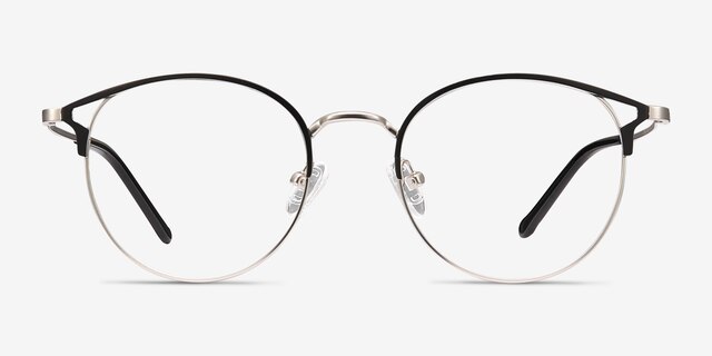 Jive Black & Silver MetalEyeglass Frames from EyeBuyDirect, Front View