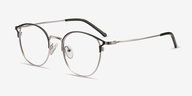 Jive Black & Silver MetalEyeglass Frames from EyeBuyDirect, Angle View