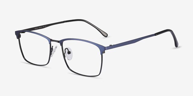 Signal Blue MetalEyeglass Frames from EyeBuyDirect, Angle View