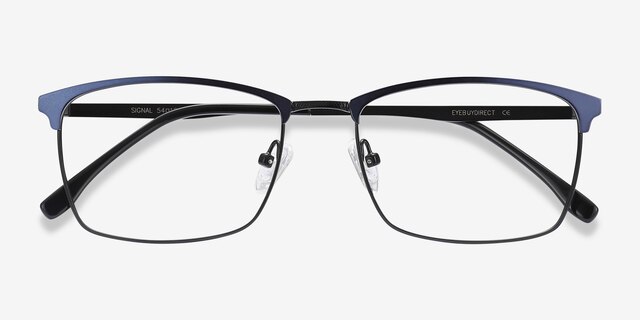 Signal Blue MetalEyeglass Frames from EyeBuyDirect, Closed View