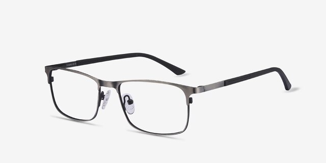 Wit Gunmetal MetalEyeglass Frames from EyeBuyDirect, Angle View