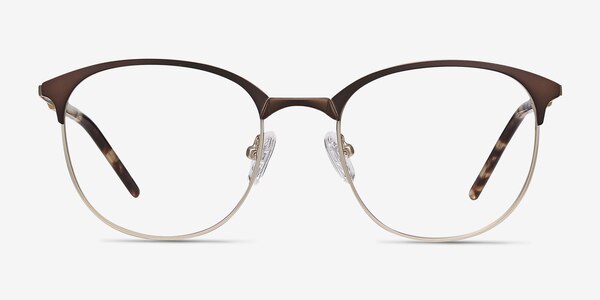 Perceive Brown Golden Metal Eyeglass Frames