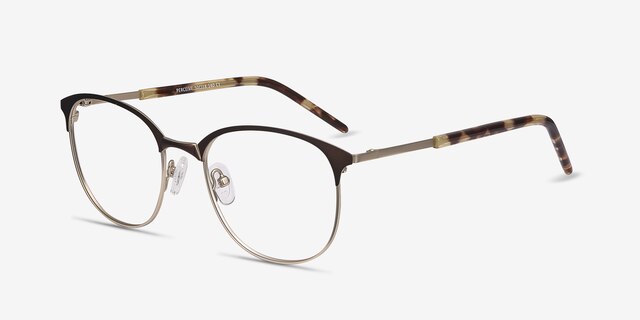 Perceive Brown Golden MetalEyeglass Frames from EyeBuyDirect, Angle View