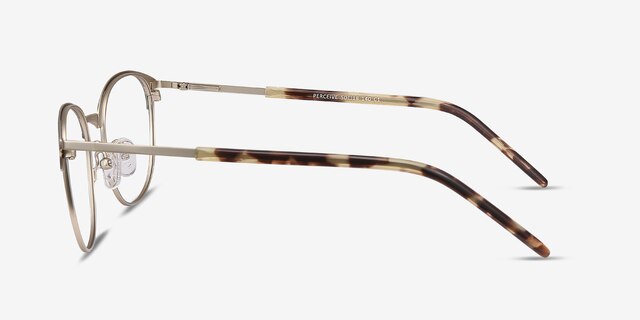 Perceive Brown Golden MetalEyeglass Frames from EyeBuyDirect, Side View