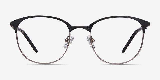 Perceive Black Gunmetal MetalEyeglass Frames from EyeBuyDirect, Front View