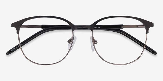 Perceive Black Gunmetal MetalEyeglass Frames from EyeBuyDirect, Closed View