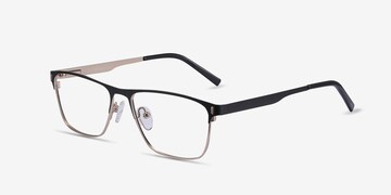 Progressive Eyeglasses Online with Mediumfit, Rectangle, Full-Rim Acetate/ Metal Design — Instance in White/Brown/Black by Eyebuydirect - Lenses