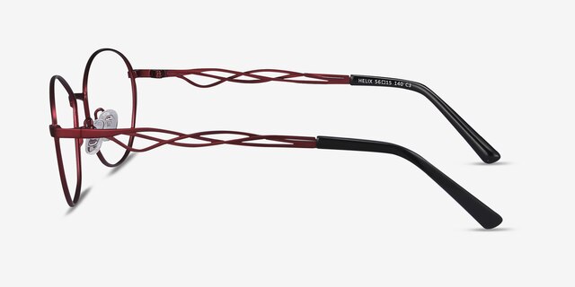 Helix Red MetalEyeglass Frames from EyeBuyDirect, Side View