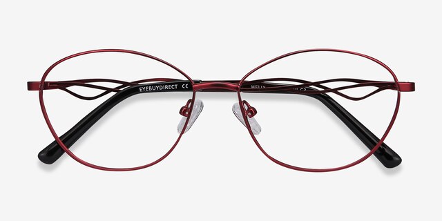 Helix Red MetalEyeglass Frames from EyeBuyDirect, Closed View