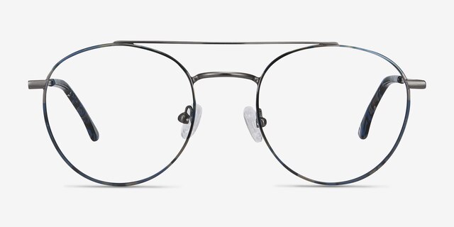 Earhart Blue Tortoise MetalEyeglass Frames from EyeBuyDirect, Front View