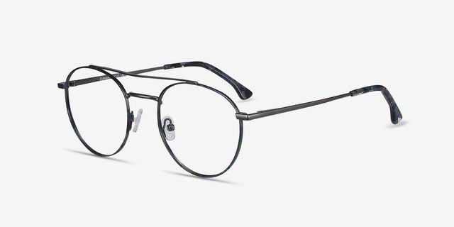 Earhart Blue Tortoise MetalEyeglass Frames from EyeBuyDirect, Angle View