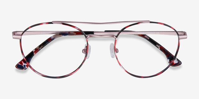 Earhart Red Tortoise MetalEyeglass Frames from EyeBuyDirect, Closed View
