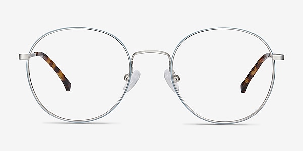 Progress Blue Silver Metal Eyeglass Frames