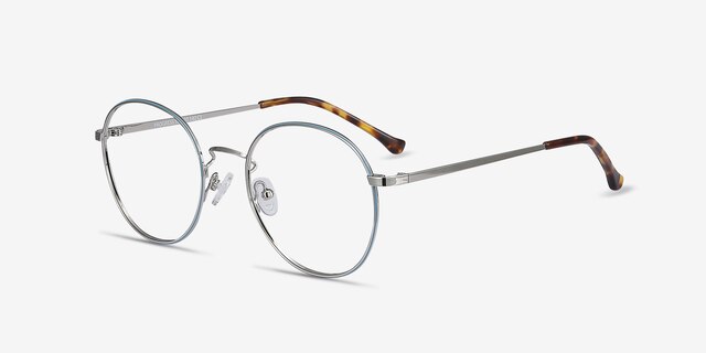 Progress Blue Silver MétalMontures de lunettes de vue d'EyeBuyDirect, Vue d'Angle