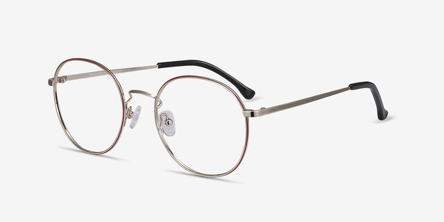Progress Red Golden MetalEyeglass Frames from EyeBuyDirect, Angle View