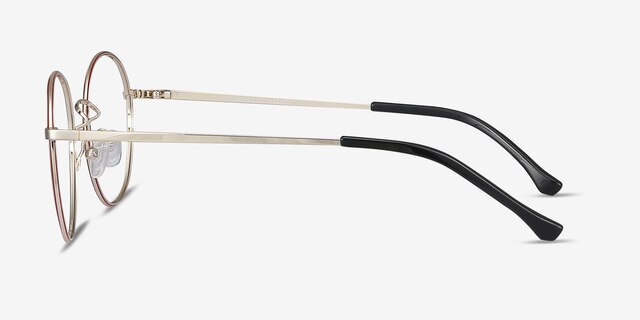 Progress Red Golden MetalEyeglass Frames from EyeBuyDirect, Side View