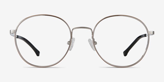 Progress Brown Silver MetalEyeglass Frames from EyeBuyDirect, Front View