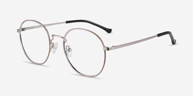 Progress Brown Silver MetalEyeglass Frames from EyeBuyDirect, Angle View