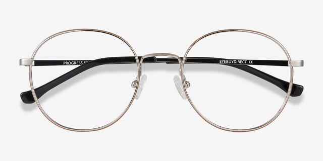 Progress Brown Silver MetalEyeglass Frames from EyeBuyDirect, Closed View