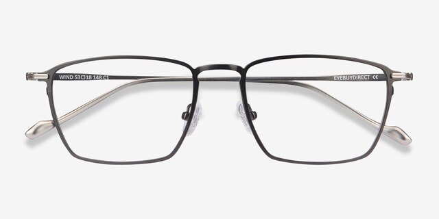 Wind Gunmetal MetalEyeglass Frames from EyeBuyDirect, Closed View