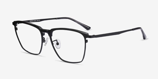 Squire Black AcetateEyeglass Frames from EyeBuyDirect, Angle View