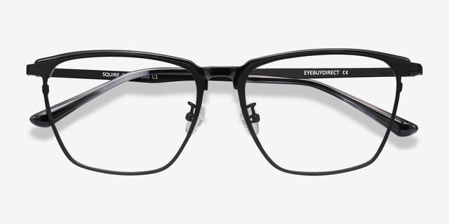 Squire Black AcetateEyeglass Frames from EyeBuyDirect, Closed View