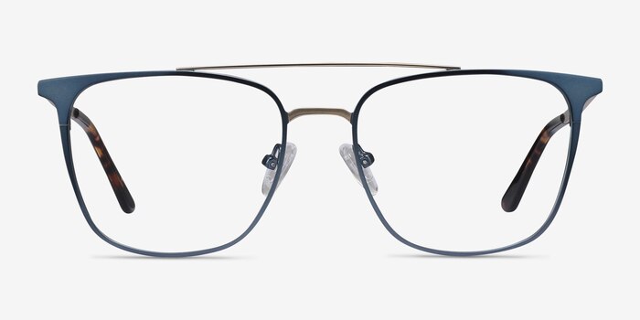 Contact Bleu Métal Montures de lunettes de vue d'EyeBuyDirect