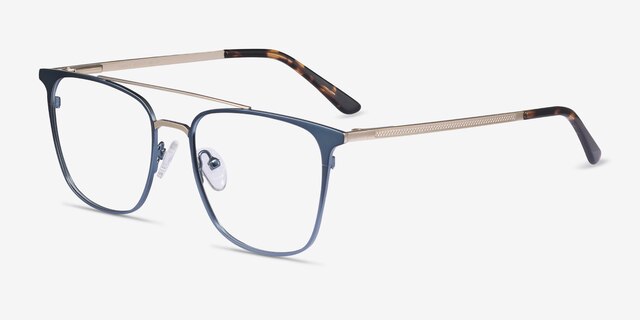 Contact Blue MetalEyeglass Frames from EyeBuyDirect, Angle View
