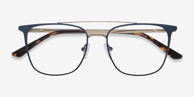 Contact Blue MetalEyeglass Frames from EyeBuyDirect, Closed View