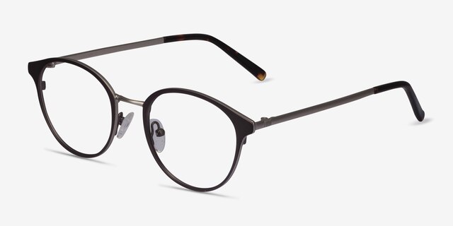 Broadway Gunmetal MetalEyeglass Frames from EyeBuyDirect, Angle View