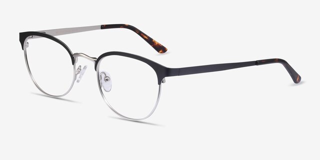 The Works Black MetalEyeglass Frames from EyeBuyDirect, Angle View