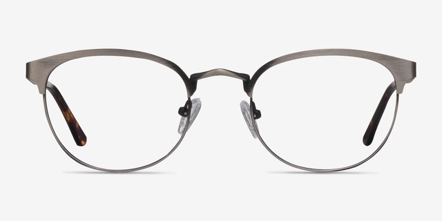 The Works Gunmetal MetalEyeglass Frames from EyeBuyDirect, Front View