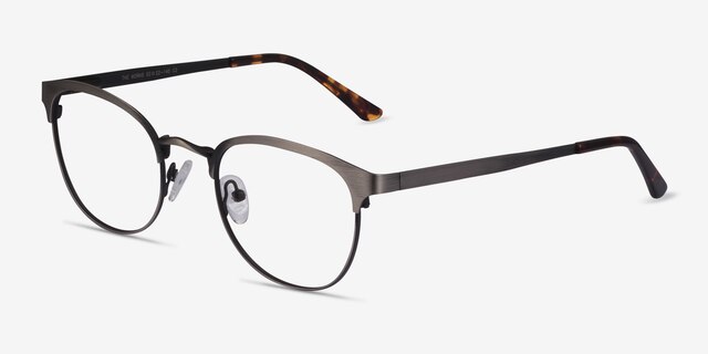 The Works Gunmetal MetalEyeglass Frames from EyeBuyDirect, Angle View