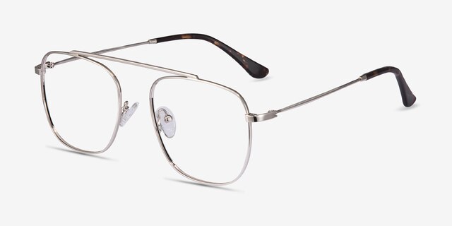 Moxie Silver MetalEyeglass Frames from EyeBuyDirect, Angle View