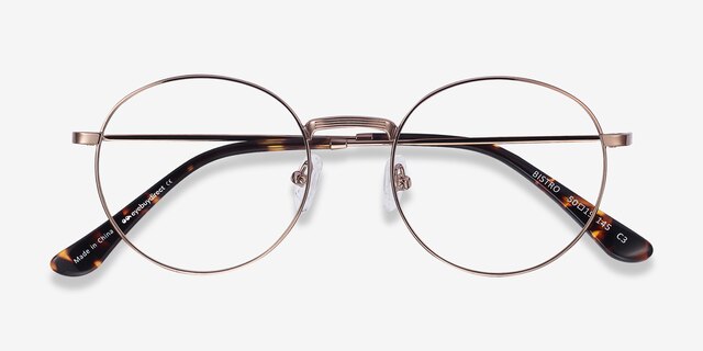 Bistro Rose Gold MetalEyeglass Frames from EyeBuyDirect, Closed View