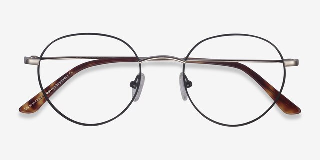 Retell Noir MétalMontures de lunettes de vue d'EyeBuyDirect, Vue Rapprochée