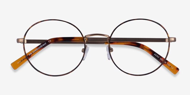 Aero Tortoise Golden MetalEyeglass Frames from EyeBuyDirect, Closed View